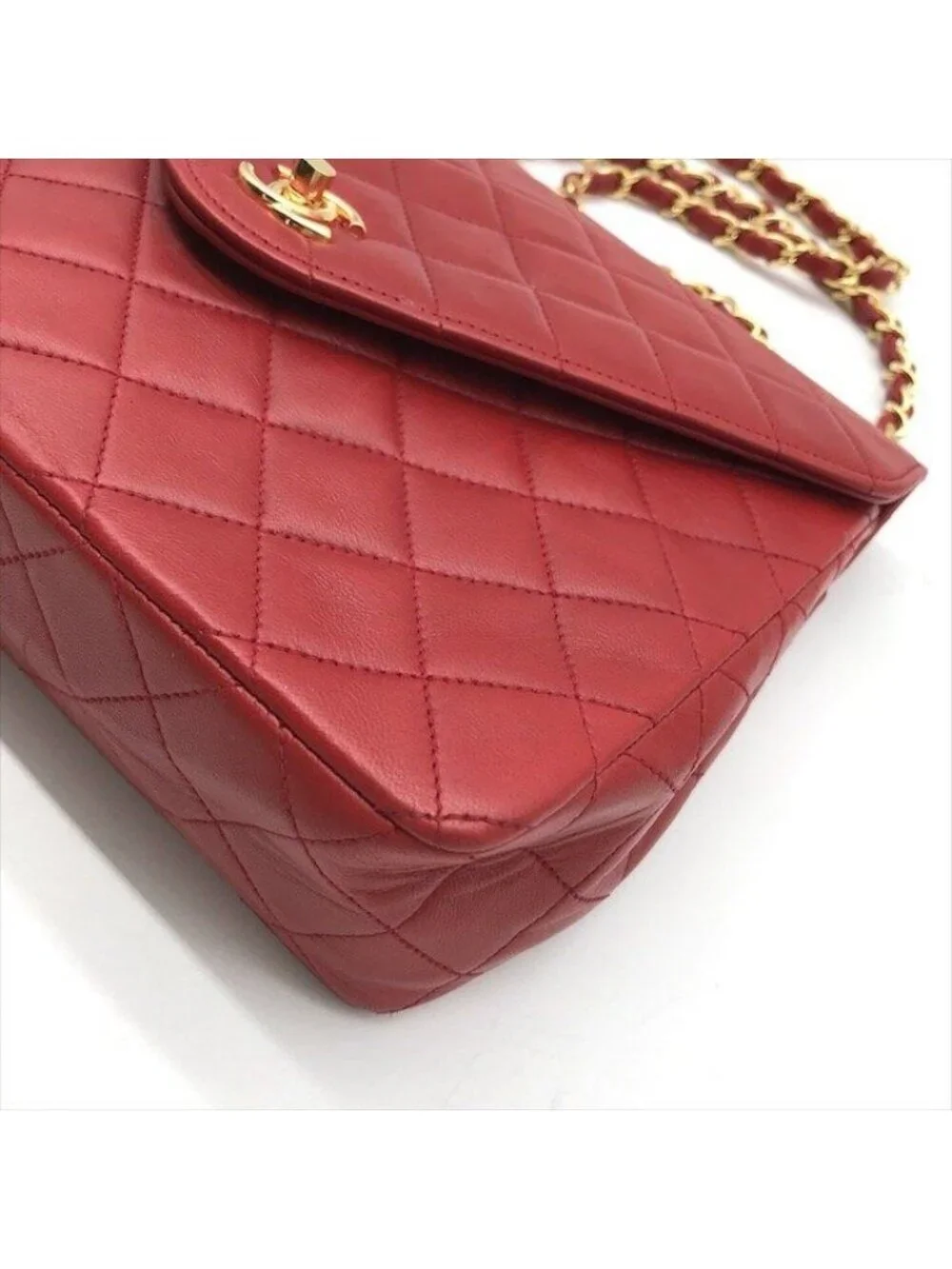 Chanel CC Logo Quilted Chain Shoulder Bag Turnlock Leather